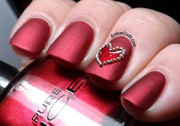 3. Elegant Valentine's Day Nail Design with Metallic Gold and Red Accents - wide 8