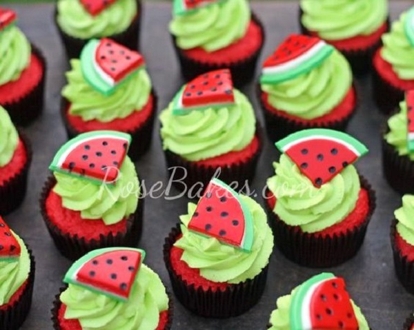 Watermelon Birthday cupcakes