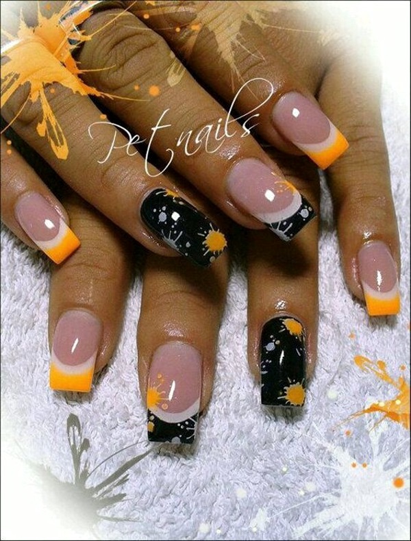 Halloween Nails With Pops of Orange