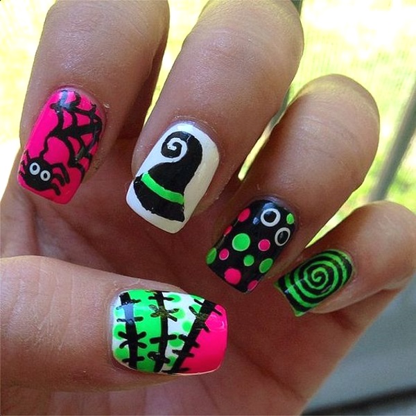 Cute Halloween Nail Art Designs Pink Lover