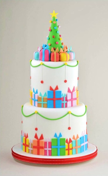 55 Tempting Christmas Cake Designs - Pink Lover