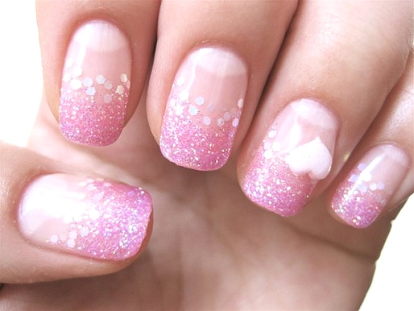 Valentines day nails pink