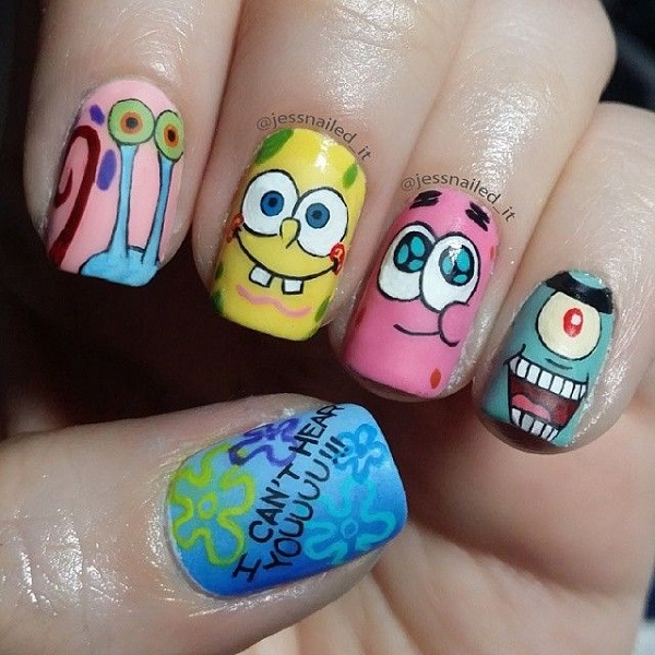 Easy Spongebob Nail Art