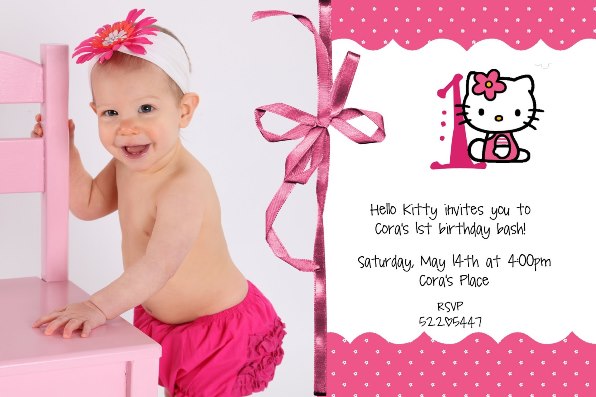 hello kitty 1st birthday invitations