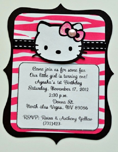 hello kitty 1st birthday invitations