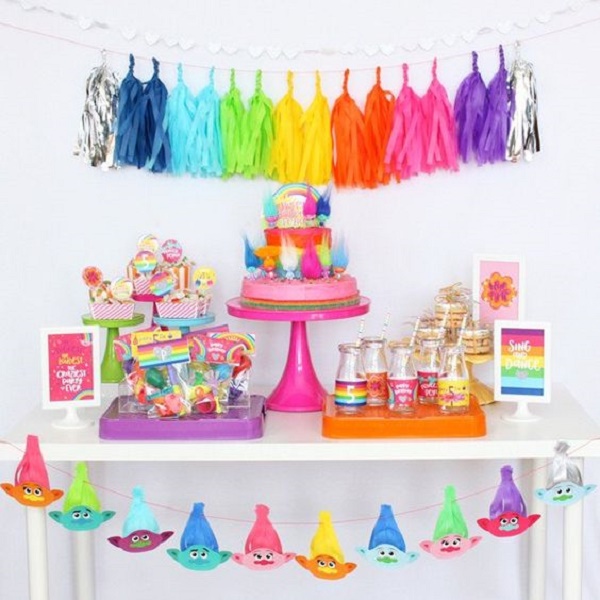 trolls world tour birthday party decorations